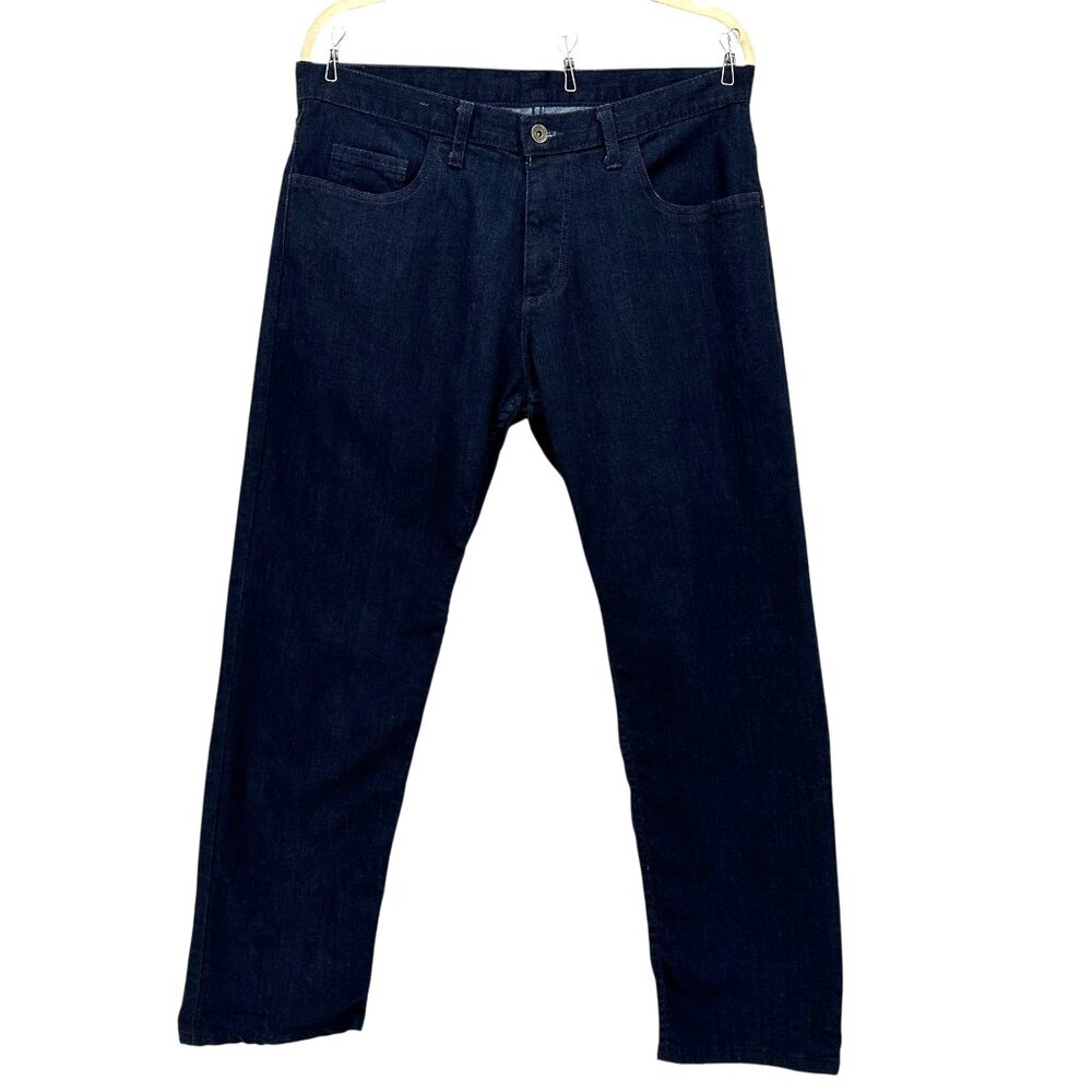 Dearborn Mens 35 Jeans Tailored Fit Dark Wash Denim Straight Leg Stretch